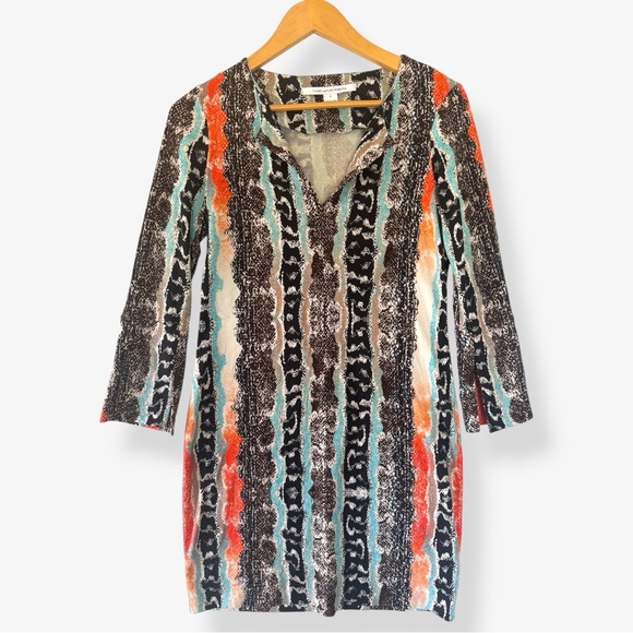 Diane Von Furstenberg Reina Snake Print Silk Stretch Mini Dress Size 4 - Picture 5 of 10